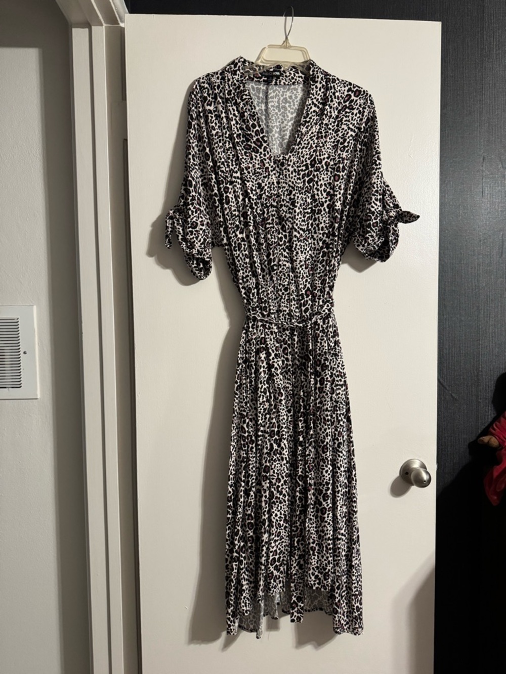 Fashion Nova Leopard Print A-Line Midi Dress - Black & White